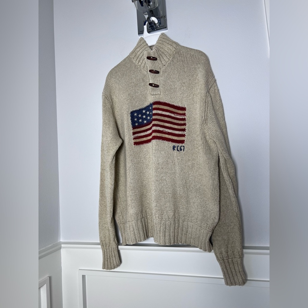 Vintage  Polo Ralph Lauren USA flag knitted sweater XL